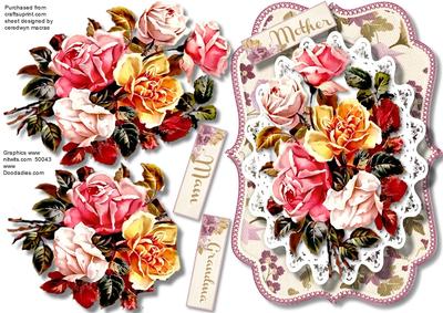 Beautiful Bracket with Decoupaged Roses for Mum , 1