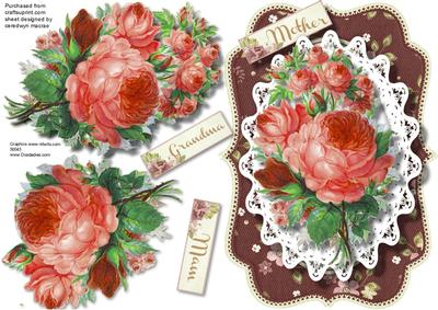 Beautiful Bracket with Decoupage Roses for Mum , 2