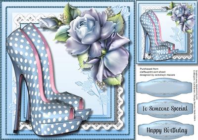 Lovgely Blue Polka Dot Shoes, and Roses .
