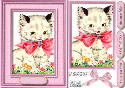 Lovely White Kitty in a Pink Bow