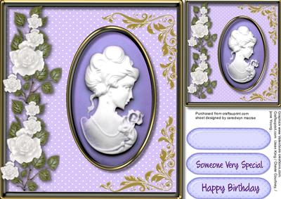 Beautiful Lilac Cameo with White Roses