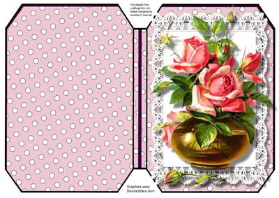 Print, Cut, and Fold, Beautiful Bowl of Pink Roses 