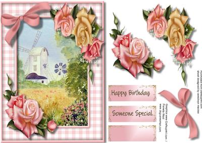 Beautiful Windmill and Edwardian Roses 