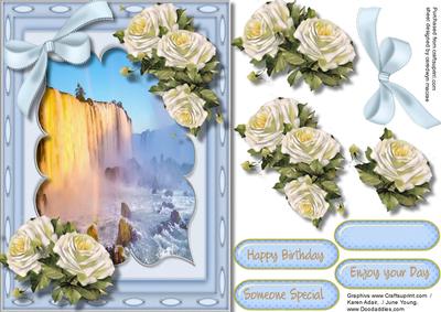 Stunning Waterfall and White Roses