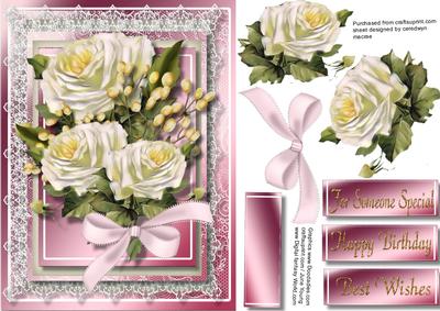 Beautiful White Roses in a Pink Frame 
