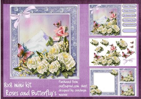 8x8 Mini Kit White Roses and Butterfly's 