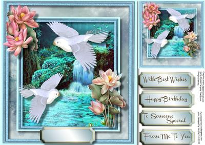 Beautiful Fantasy Scen and White Birds