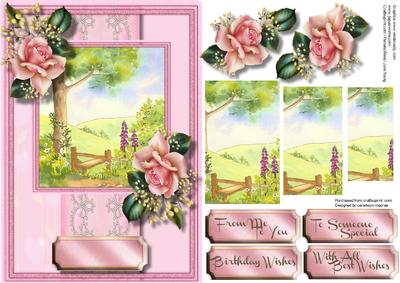 Beautiful Country Scene with Decoupage and Pyramid 