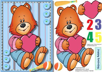 Lovely Boy Bear Birhday Card 