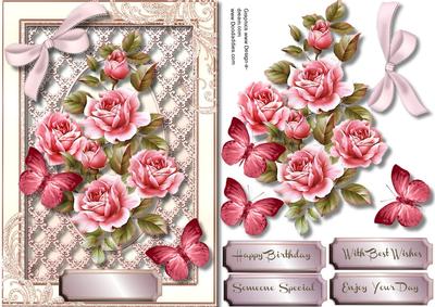 Beautiful Pink Roses on Lattace Lace 