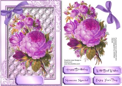 Beautiful Lilac Roses on Lattace Lace 