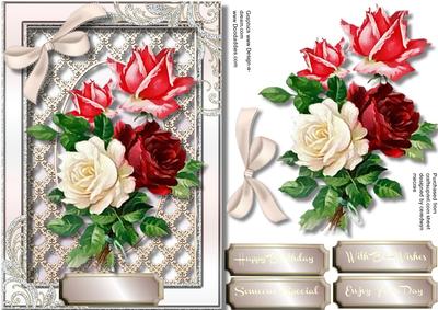 Beautiful Mixed Roses on Lattace Lace 