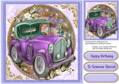Lovely Vintage Car Fit for a King , ( Lilac )