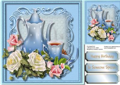 Lovely Blue Teaset and Roses 