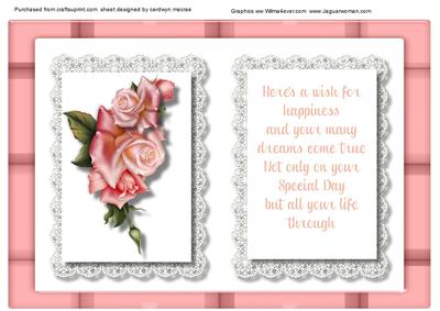 Incert in Pink with Verse and Pink Roses 