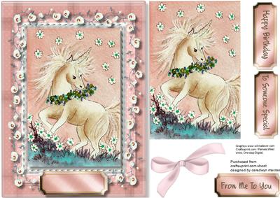 Beautiful Pink Unicorn Card and Topper 