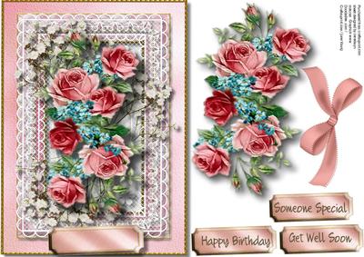 A5 Beautiful Roses and Forget-me-nots