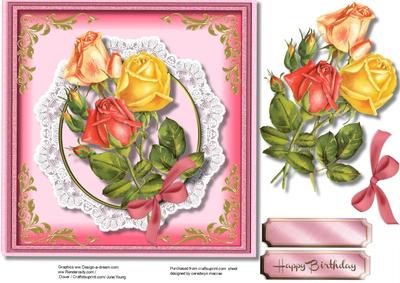 Stunning Roses on a Round Lace Mat 