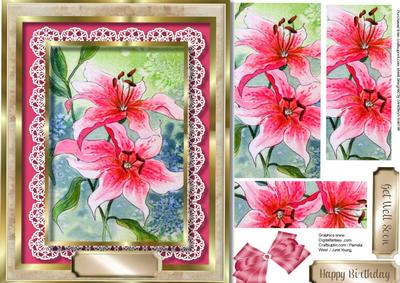 Beautiful Pink Flowers in a Gold Frame