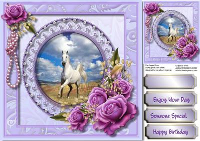 Beautiful Horse with Roses and Pearls 