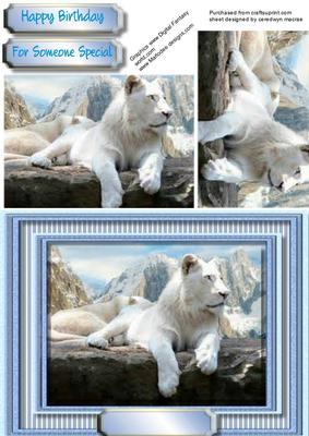 Beautiful Snow Lion in the Mountains 