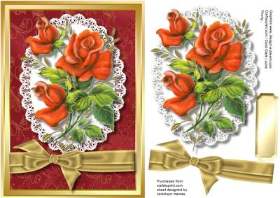 Beautiful Red Roses in a Gold Frame 