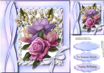 Beautiful Lilac Roses in a Geometric Board