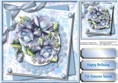 Brautiful Blue Roses on Lace 