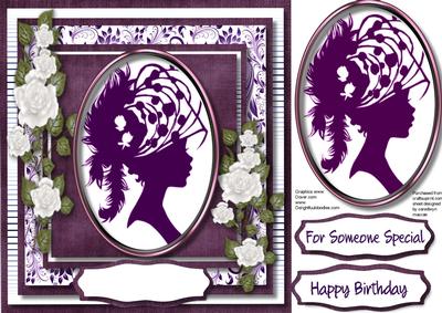 Beautiful Silhouette Lady in Mauve and White .