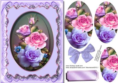 Beautiful Summer Roses in Lilac Frame 