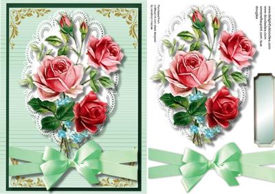 Beautiful Mixed Roses on a Lace Mat