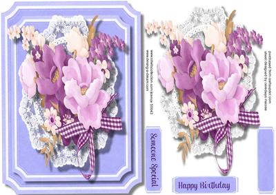 Lovely Shaped Card with Flowers in Lilac