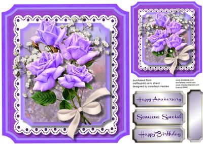 Beautiful Lilac Rose on a Shaped Card.
