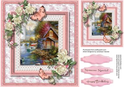 Beside the River with Cream Roses and Butterfly's 