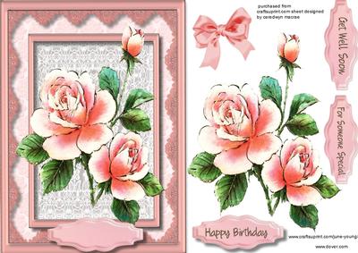 Beautiful Pink Roses on a Lace Mat 