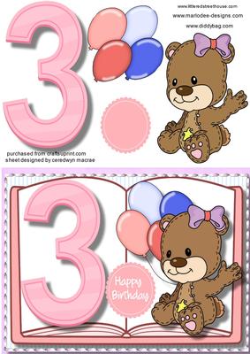 Happy 3rd Birthday , Book Card 