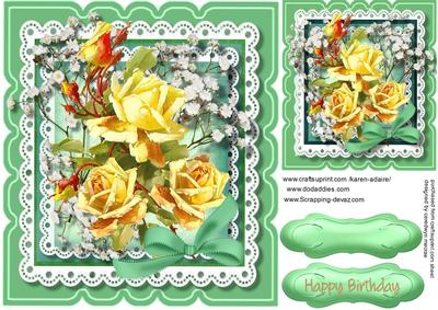 Beautiful Yellow Roses in a Ornate Scalloped Frame 