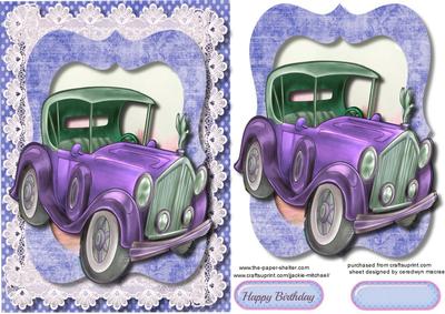 Lovely Lilac Vintage Card on Lace 