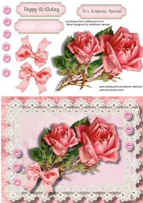 Beautiful Vintage Roses on Stunning Lace 