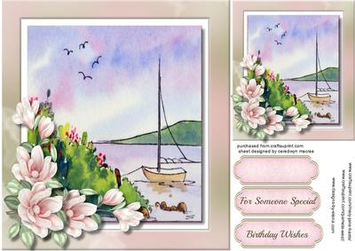 Beautiful Magnolias and Boat Scene 