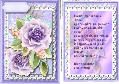 Lovely Anniversary , Topper and Incert with Verse