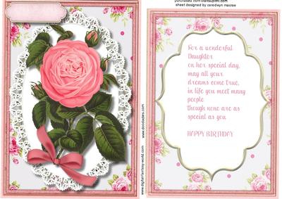 Lovely Topper and Incert with Verse, Birthday Daughter