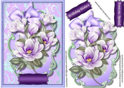 Beautiful Lilac Magnolias in a Ornate Frame 