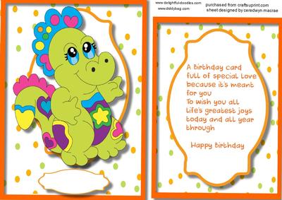 Lovely Cute Dinasore, with Incert and Verse 