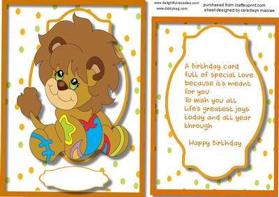 Cute Lion Topper with Incert and Verse