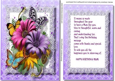 Mum , Topper with Incert and Verse
