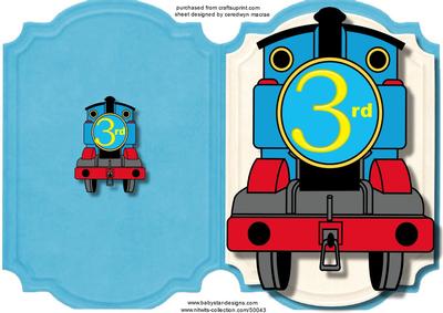 Print,cut,and Fold Train 3rd Birthday 