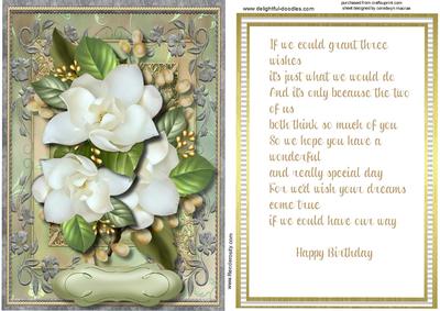 White Magnolias Topper with Incert and Verse