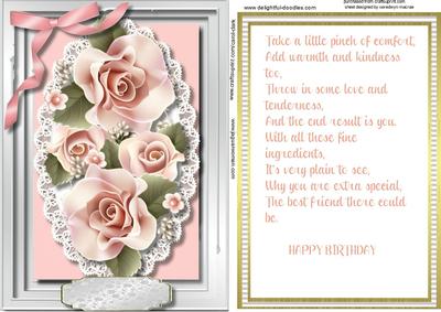 Birthday Friend, Topper with Incert and Verse