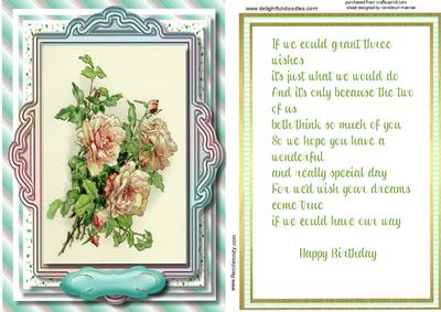 Beautiful Roses Topper with Incert and Verse
